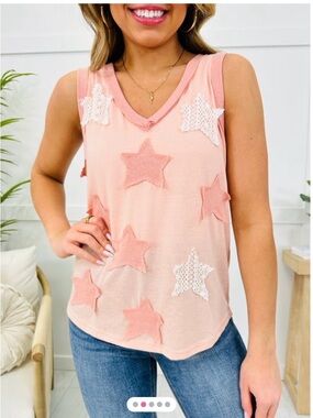 POL Catch A Falling Star Tank Top in Salmon NWOT